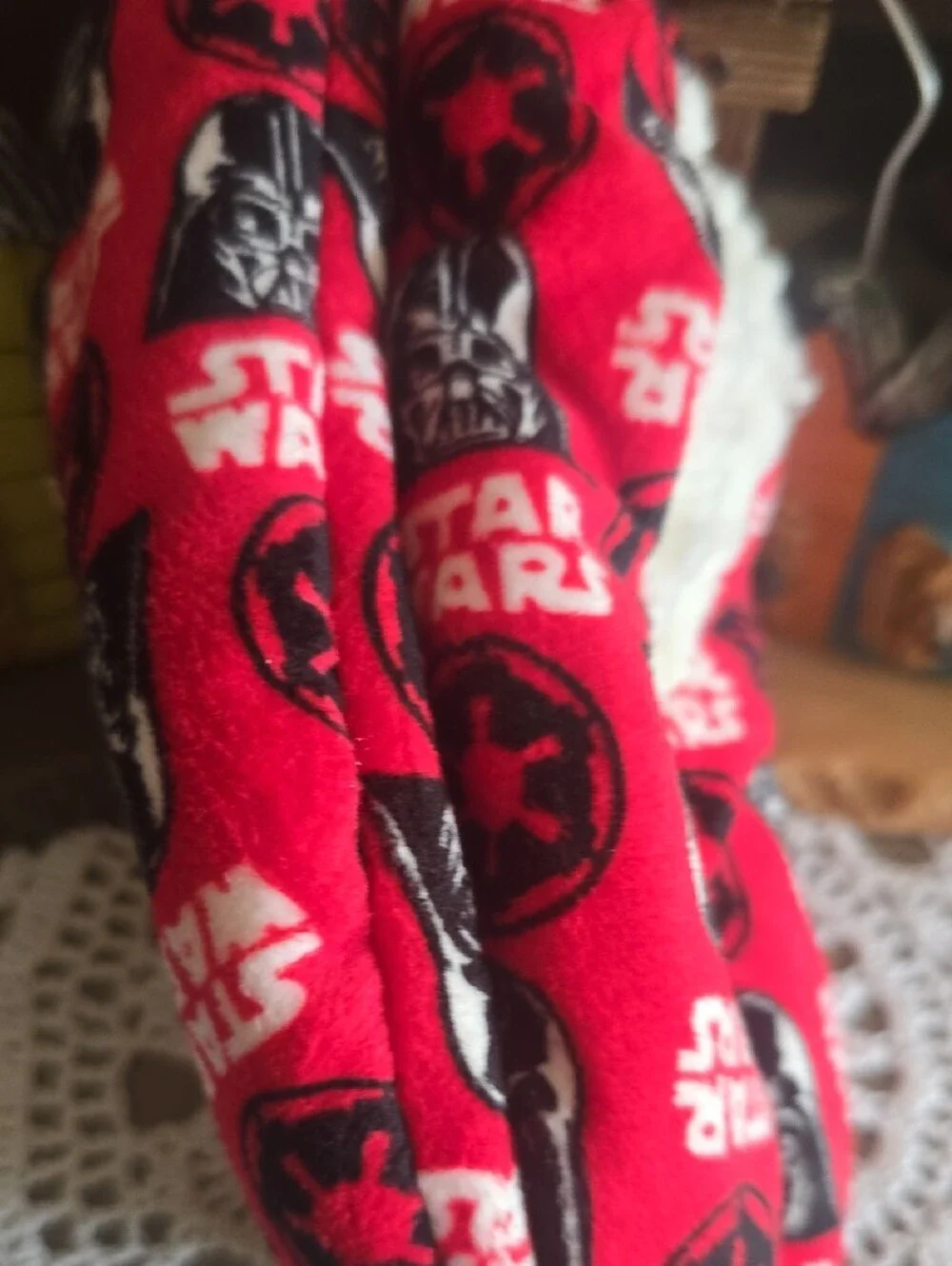 Star Wars Red & Black Darth Vader Fuzzy Slipper Socks for Kids